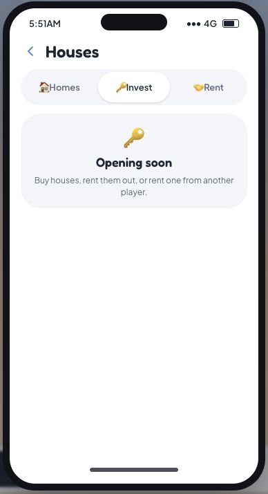 Lagos Life Houses app Invest tab displaying Opening soon for buying houses to rent out